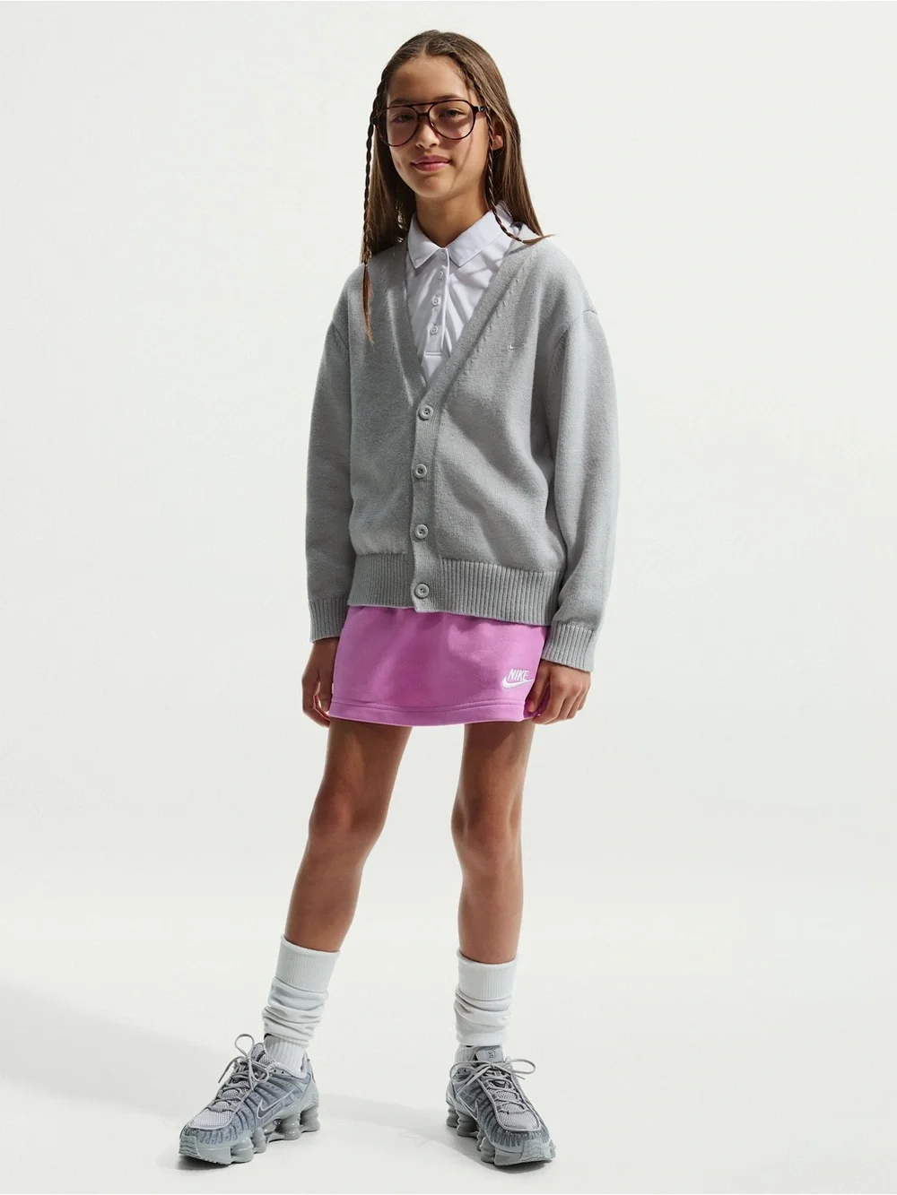 Nike Sportswear Club (Girls') French Terry Skirt Skort Pink “Magic Flamingo”